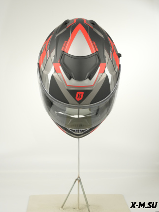 Шлем модуляр HETOSHI FF935 Shogun цв.Черно-серо-красный  Матовый  р.L