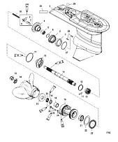 Корпус коробки передач, карданный вал 2.33:1 0T622485/ 0P222545 и выше 2-Х ТАКТНОГО ПЛМ MERCURY 55 Серийный номер от 0G760300 до 0T979999